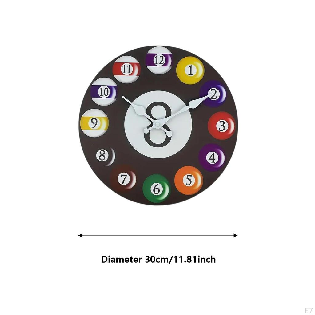 Настенные часы в деревянной раме с бильярдным дизайном для дома, офиса и гаража.