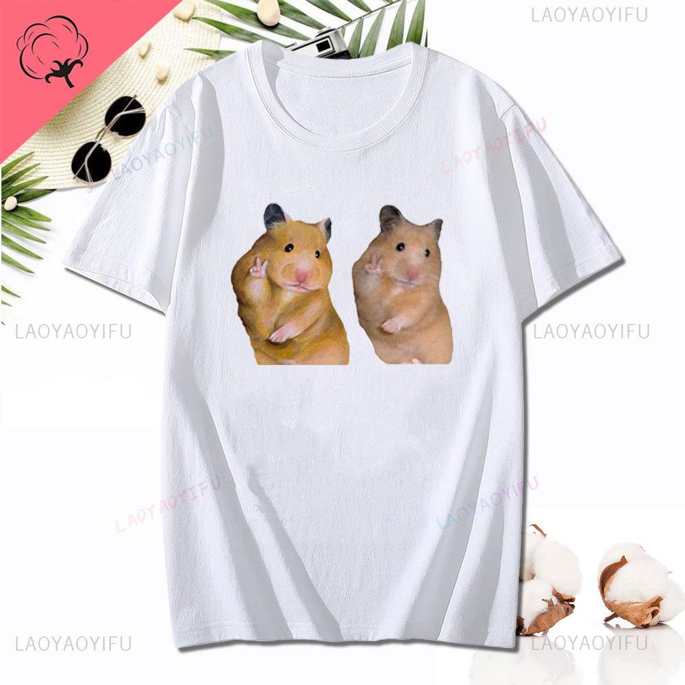 Dank Meme Hamster Staring Front Camera Hampter Calling T-shirt Fashion Cotton Short Sleeve T-shirts Casual Streetwear Unisex Tee Unisex
