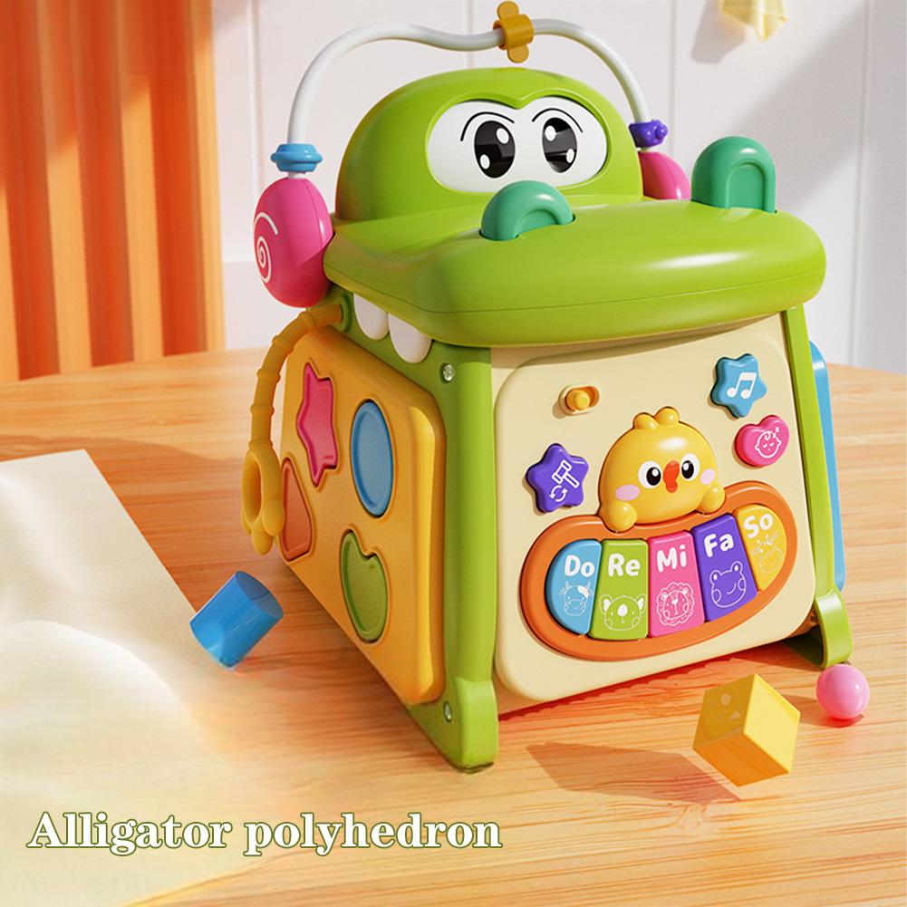 Baby Cute Activity Cube For Toddlers Ages 0-2 Cartoon Activity Play Cube With Music Educational Learning Toys