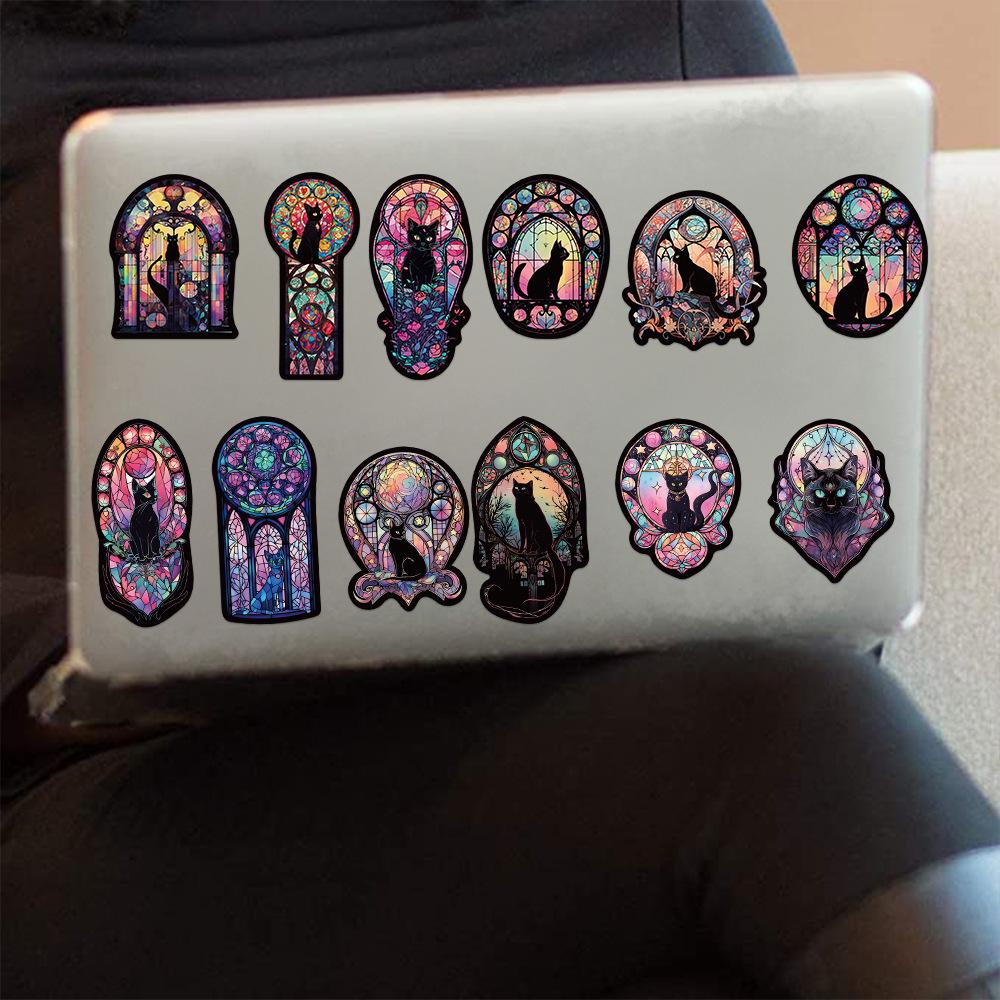 50 Gothic Version of Dark Cat Stickers Decorate Guitar Notebook Suitcase DIY Waterproof
