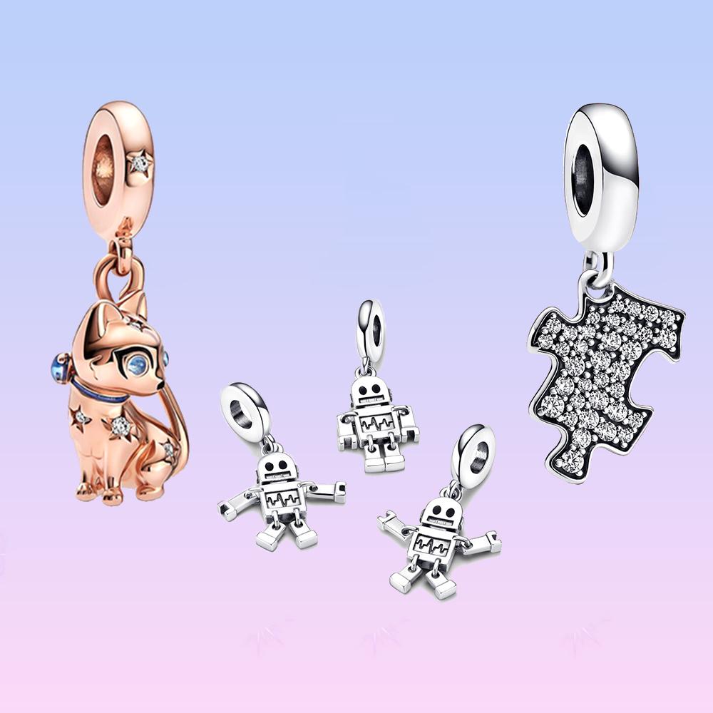 S925 Silver Sparkling Puzzle Piece Charms Fit Original Bracelet Necklace DIY for Women Birthday Gift Banquet