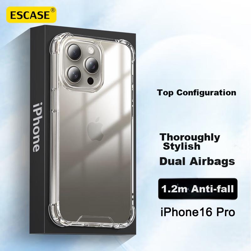 IPhone 16 Pro Case, Full Protection Shockproof Transparent Airbag Dual-Layer Anti-Drop Anti-Yellowing German Imported Bayer TPU High Transparency
