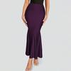 Women Maxi Skirt High Waist Hip Wrapped Fishtail Skirt Solid Color Slimming Fit Versatile Long Skirt Daily Wear