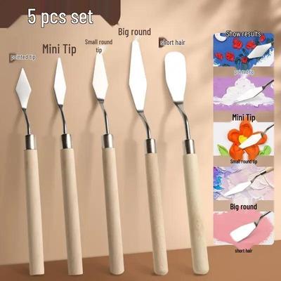 Специальный выпуск для новичков: ¥5 Скидка! Набор из 5 мастихинов для масляной, пастельной, акриловой и гуашевой живописи