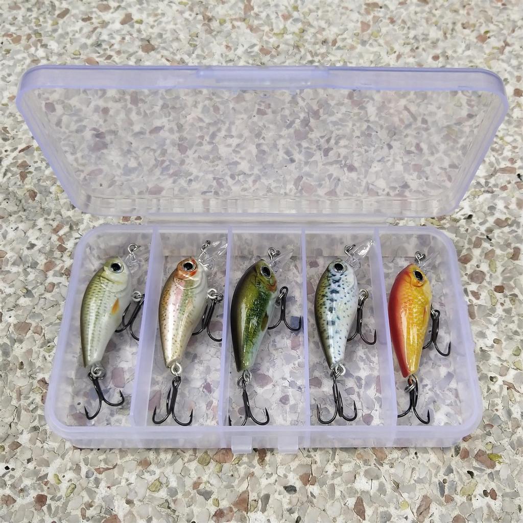 LIXADA 5pcs Fishing Lures Set Hard Body Lures with Treble Hook Life-Like Swimbait Fishing Bait 3D