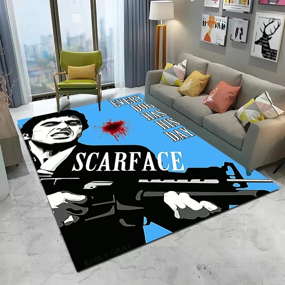 VIKAMA Scarface 3D Visual Rug Tony Classic Movie Carpet Non Slip Floor Mat Living Room Bedroom Sofa Decor Kids Playroom
