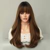 Длинные вьющиеся синтетические парики Блондинка с черными натуральными волосами Парики Средняя часть для женщин Использование для косплея Повседневная Лолита Жаростойкие