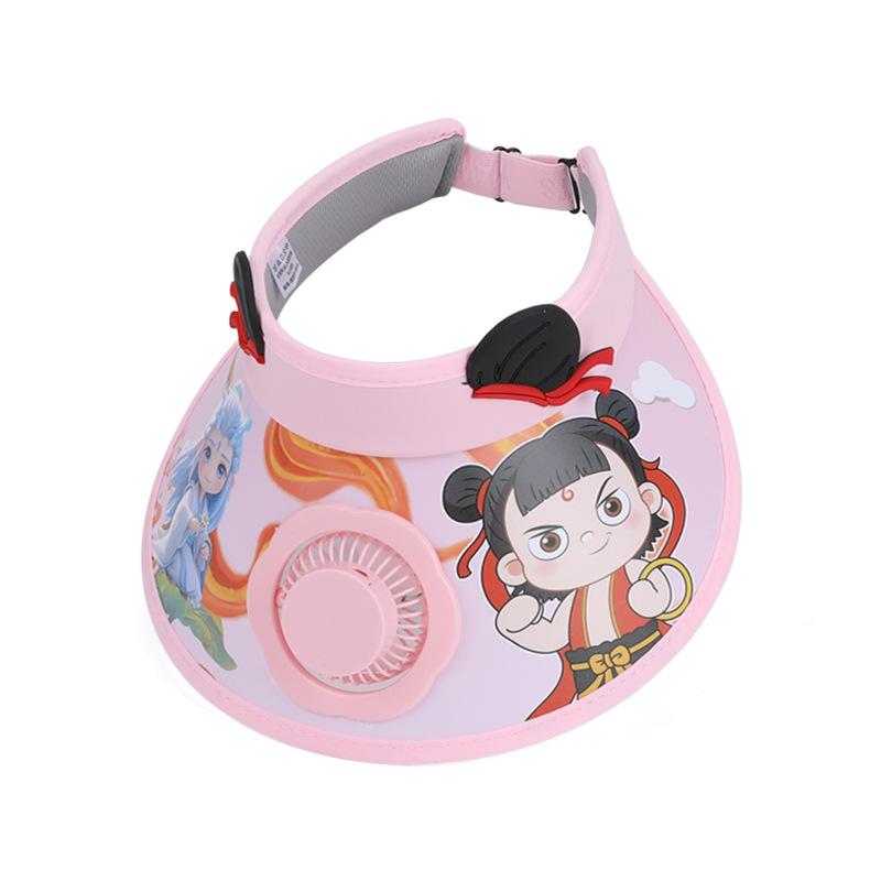 Детские шляпы Летние шляпы от солнца для мальчиков и девочек Шляпы с козырьком для прогулок на открытом воздухе Мультяшные милые шляпы с широкими полями и открытым верхом Шляпа с вентилятором