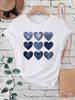 Women Cowboy Heart Print T-Shirt for Valentine's Day Gifts Fashion Crew Neck Short Sleeve T-Shirt Casual Women's Clothing