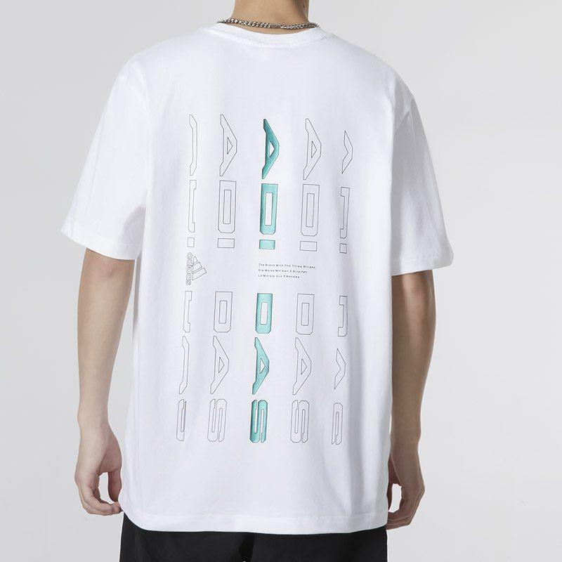 adidas Футболки Мужские Белые С Круглым Вырезом Умеренный Прямой Крой HM2979