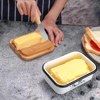 Прямоугольная масленка с бамбуковой крышкой, контейнер для хранения масла, коробка для сыра с ножом, слайсер для масла, коробка для сохранения свежести