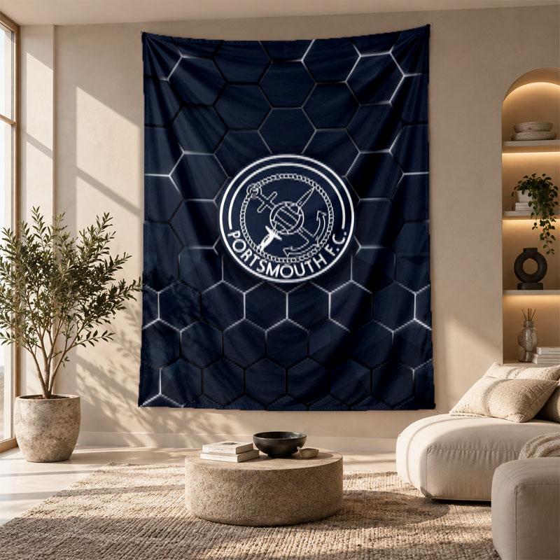 Decorative Tapestry,Portsmouth FC Printed Wall Art, Lightweight Wall Hanging For Bedroom Background