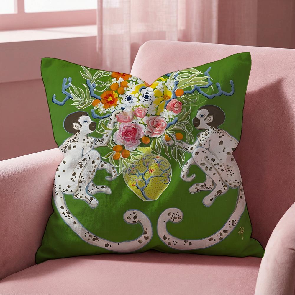 P-Paige G-Gemmel M-Monkey Cushion Cover Multi-Scene Pillow Cover for Home & Car - Reversible, Soft & Durable for Daily Use