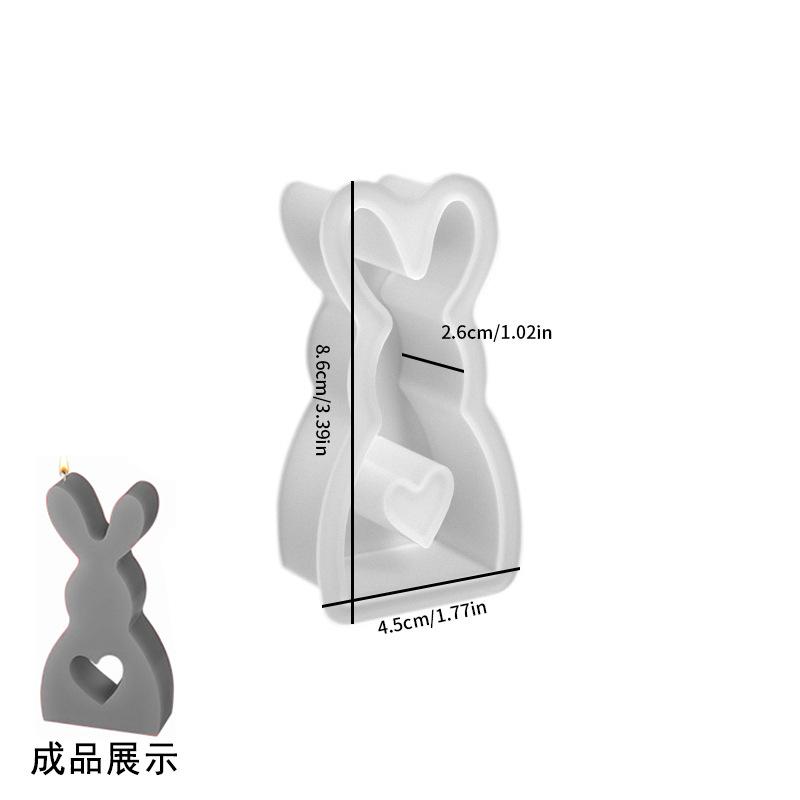 Silicone Love Rabbit Mold Easter Bunny Resin Casting Mould for Aromatherapy Handmade Soap Plaster Crafting