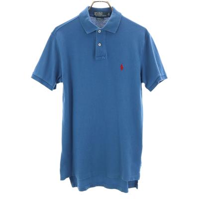 Поло от Ralph Lauren с коротким рукавом, приталенного кроя, S, синее, телесного цвета, мужское, б/у