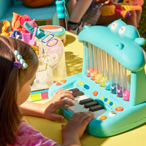 B. toys Hippo Pop Musical Keyboard Toy - Light Up Piano with Sounds & Songs - Musical Instrument for Toddlers & Kids 12 Months+