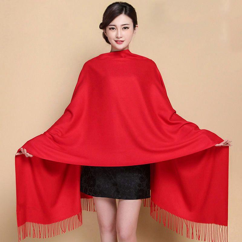 Women's Winter Fleece-Like Cashmere Scarf Solid Color Warm Autumn Winter Scarf