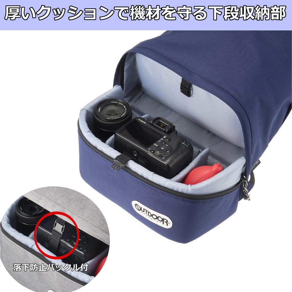 ТОВАРЫ ДЛЯ АУДИТОРИИ Сумка для фотокамеры Camera Daypack 03 Отдельные верхняя и нижняя части для повседневного использования Темно-синий 2ODCDP03NV