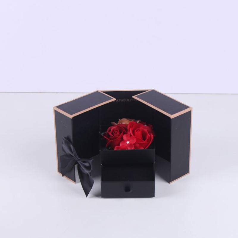 1PC Double Door Rose Gift Box Romantic Gift Packaging Box Valentine's Day Soap Flower Jewelry Packaging Box Empty Box