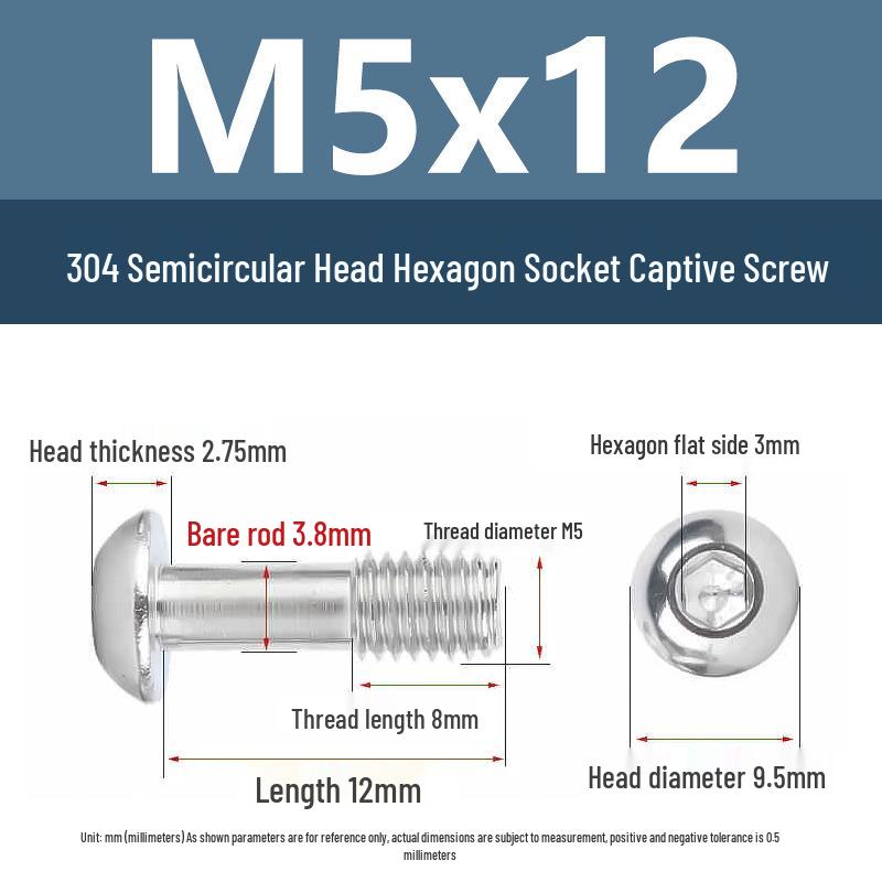 Yigu 304 Stainless Steel Anti-Loosening Hex Socket Captive Screws - M2/M3