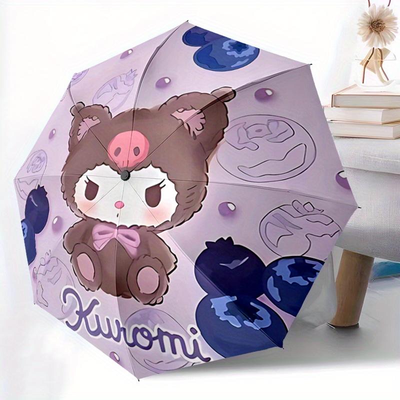 1pc Blueberry Kuromi Automatic Opening and Closing Umbrella - Small Umbrella Suitable for Various Occasions, Portable 3-Fold Small Umbrella for Men an