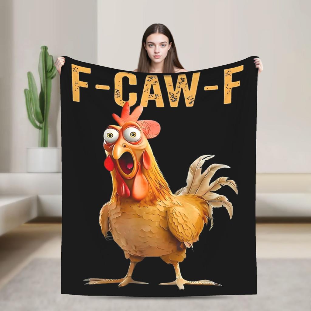 F-Caw-F Chicken Funny Fashion Blanket Fleece Decoration Multi-function Lightweight Throw Fashion Blanket for Bed Bedroom Plush Thin Quilt
