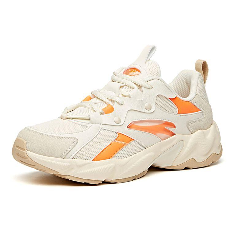 Anta Удобные ретро повседневные увеличивающие рост амортизирующие нескользящие износостойкие низкие кроссовки для бега мужские светло-коричневые 912045580-1