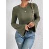 Women S Slim Fit Long Sleeve Knit Top Crew Neck Brushed Fall Winter