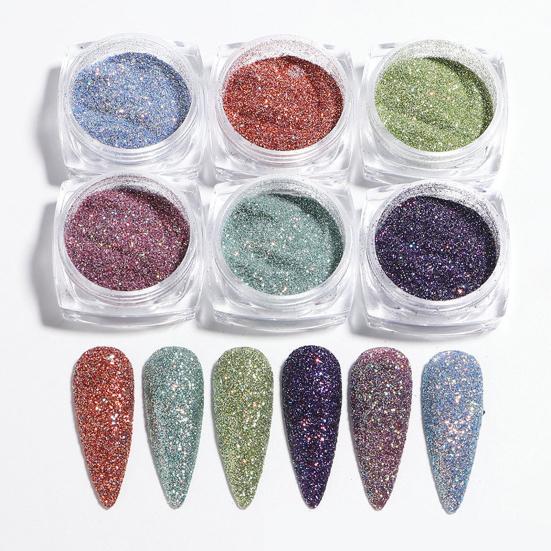 1 набор блесток для ногтей, сияющий, легкий, вставной, глянцевый, не капающий, сделай сам, сверкающий, 6 цветов, украшение для ногтей, блестки, маникюрный салон, поставка