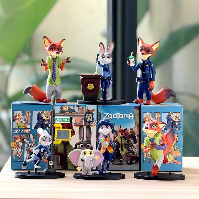 Zootopia Figure Set 4 Styles, Cute Cartoon Animal Characters PVC Collectible Model Toys, Best Gift for Kids Fans
