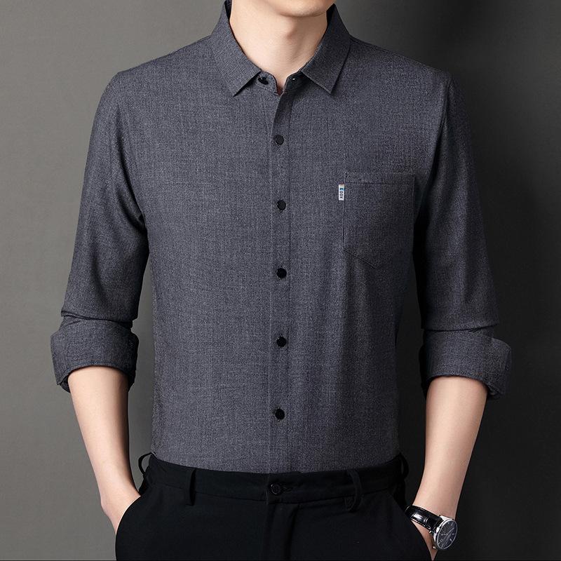 Весенне-осенняя рубашка с длинными рукавами, мужская рубашка для делового отдыха и отдыха среднего возраста, хлопковая мужская рубашка для папы