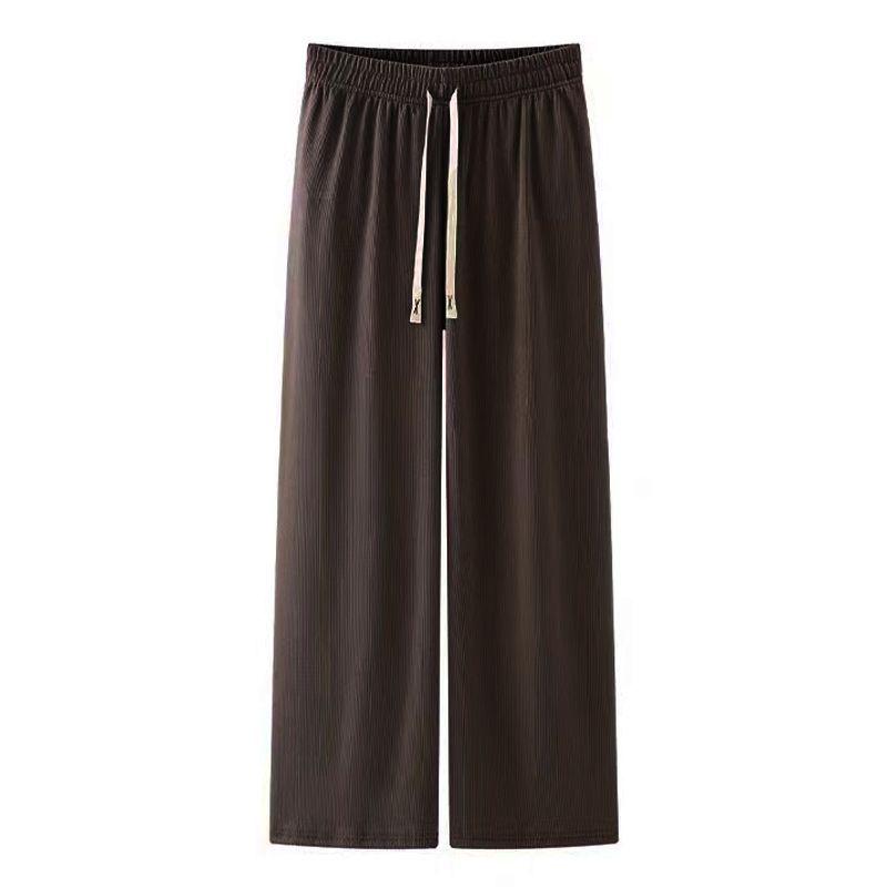 Женские широкие брюки из утолщенного вельвета и бархата с высокой талией - Коллекция Весна и Осень-Зима
