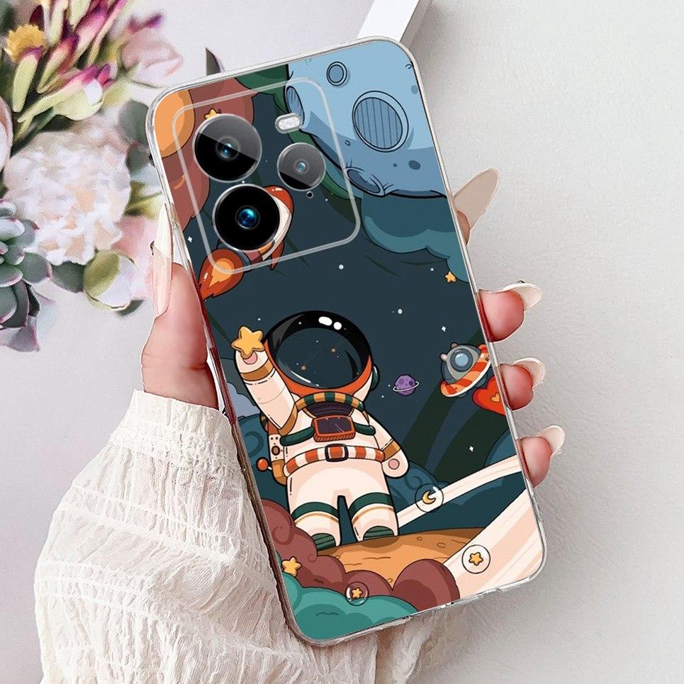 Для Realme GT 7 Pro GT7 Pro RMX5010 RMX5011 Задняя крышка Крутой мультяшный Дракон Астронавт Животные Чехол для телефона Мягкий силикон Прозрачный чехол