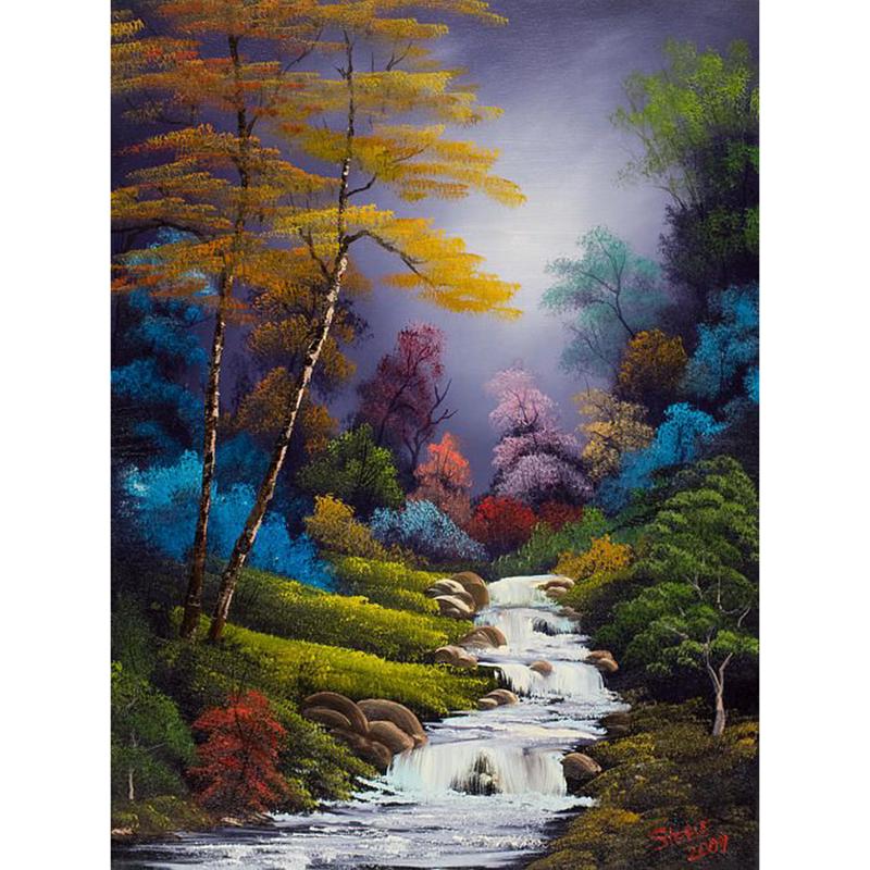 DIY 5D Diamond Painting Forest Creek Full Round Drill Scenic Diamond Embroidery Cross Stitch Mosaic Kits Wall Art Home Decor