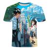 Летнее платье 2024 года, новая детская короткая футболка с принтом в стиле аниме на 3D для молодежи, мужчин и женщин, модное классное платье