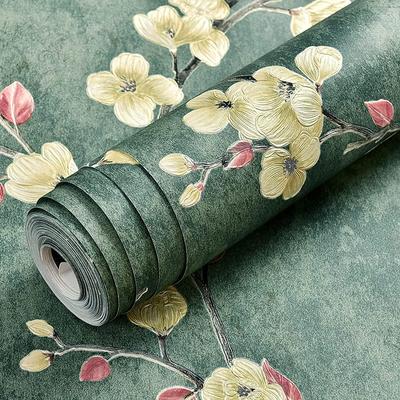 1 шт. 3 м/рулон Контактная бумага с зелеными листьями, Цветочные самоклеящиеся обои, Съемные самоклеящиеся, Декор для спальни, ящиков, шкафов