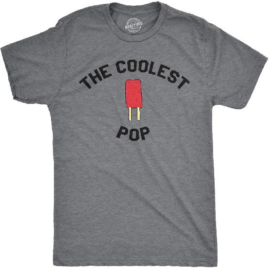 Mens Coolest Pop T Shirt Funny Best Dad Ever Tee for Father's Day