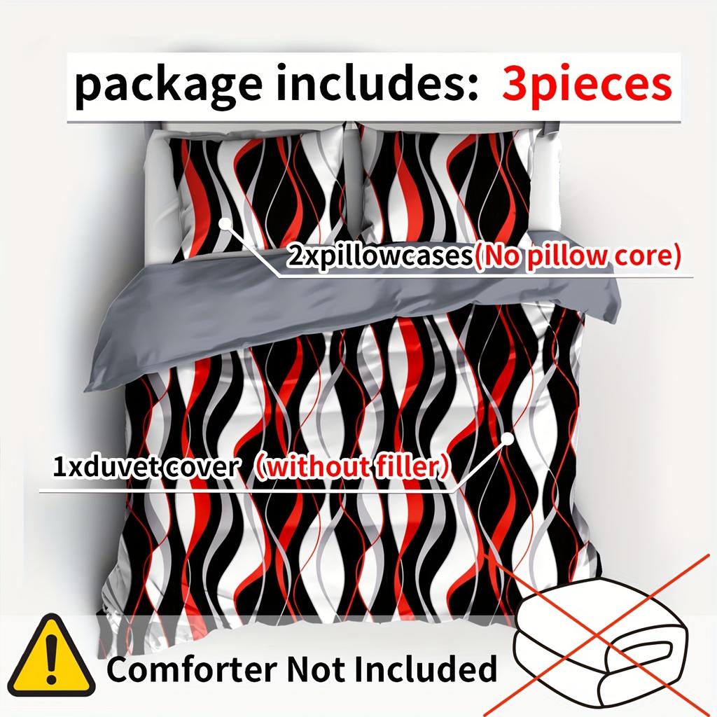 Colorful Line Print Beding Set Soft Comfortable Breathable Soft with Soft Fabric Duvet Cover For Bedrom Guest Rom