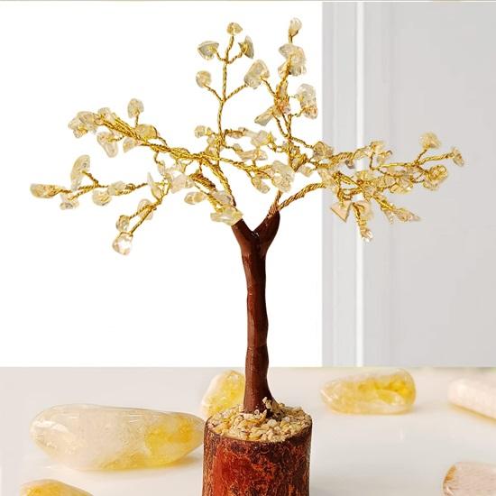 Хрустальное цитриновое дерево, 100 бусин M-Seal, фэн-шуй, камень, бонсай, денежное дерево для домашнего декора, новогодний подарок, рождественские экспонаты, статуэтка