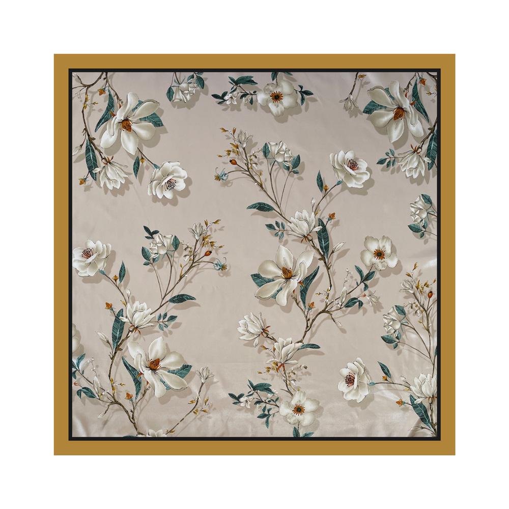 Women's silk scarf large square scarf fashion floral print vintage headscarf faux silk satin scarf