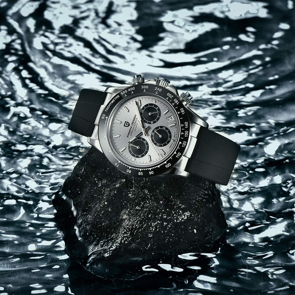 Pagani Design Часы SEIKO с японским кварцевым механизмом Daytona Chronograph с корпусом, водонепроницаемым керамическим безелем, деловые, деловые, нарядные, из нержавеющей стали