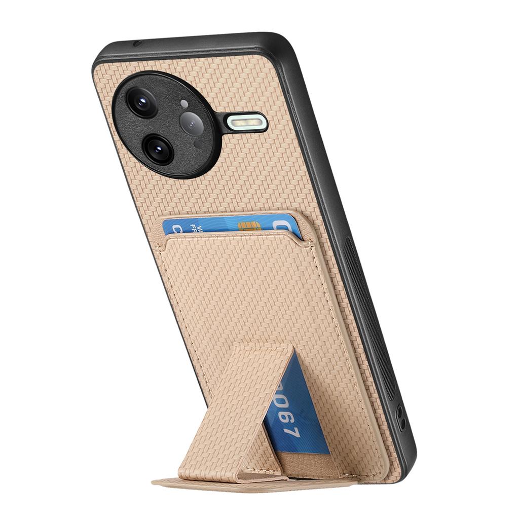 Для Xiaomi Poco F7 Ultra 5G/Xiaomi Redmi K80 Pro 5G Чехол Держатель для карт Текстура углеродного волокна Кожаное покрытие ТПУ Чехол для телефона