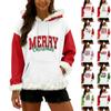 Women's Christmas Print Colorblocked Loose Casual Hoodie