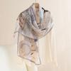 Mulberry Silk Scarf  Four Seasons Chinese Style Floral Print Thin Scarf  High-end Women's Gauze Scarf