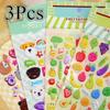 3 листа 3D детских наклеек-пузырей, лист мультяшных наклеек-пузырей, детские милые объемные наклейки, детский подарок, игрушка(Цветной случайный)