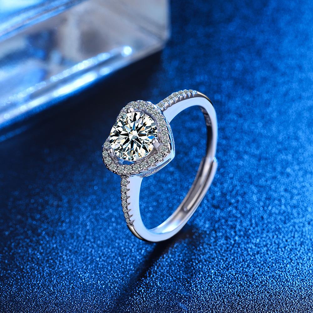Ring Female Korean Version Simple Fashion Zircon Open Ring Temperament Heart-shaped Diamond-set Index Finger Ring Single Row of Small Diamonds 2026