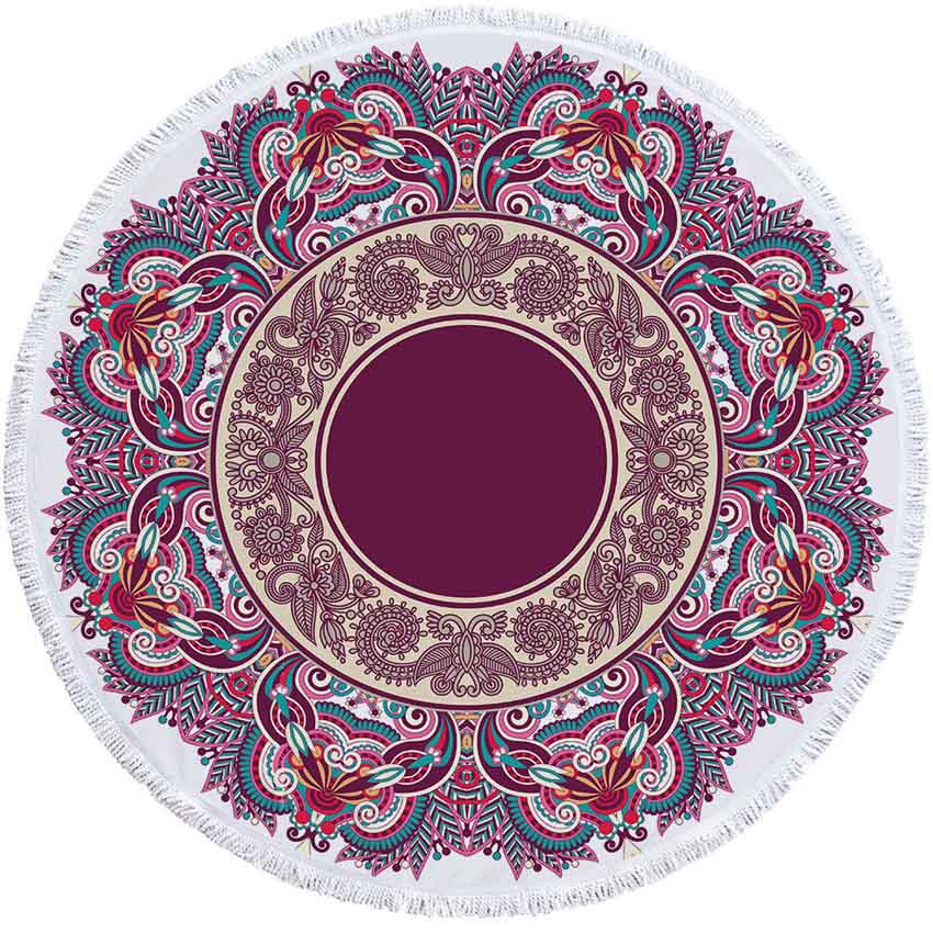 Круглое пляжное полотенце с геометрическим узором «Мандала» с кисточками из микрофибры «Богемия», банное полотенце для душа для взрослых, коврик для пикника и йоги, одеяло, накидка