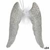 Christmas Bauble Angel Wings Silver Plastic Glitter 12.5 X 15 X 2.5 Cm (24 Units)