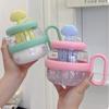830 мл Кружка-пузатик «Облако» Милая мультяшная Большая вместимость Пластиковая чашка для воды Портативная чашка для чая с соломинкой для разделения чая Чашка для цветочного чая с ручкой