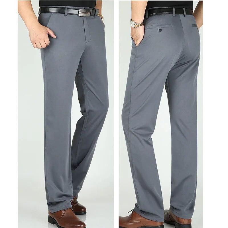 Тонкие мужчины среднего возраста, новый умный повседневный костюм, брюки, уличная мода, большие размеры, мужские деловые мешковатые прямые широкие брюки